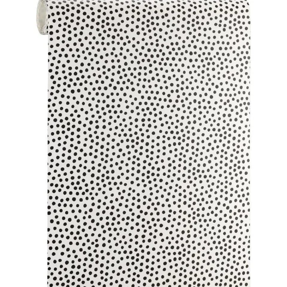 Kwantum Behang Polka Zwart Wit