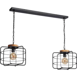 Kwantum Hanglamp Wood 2-Lichts Zwart