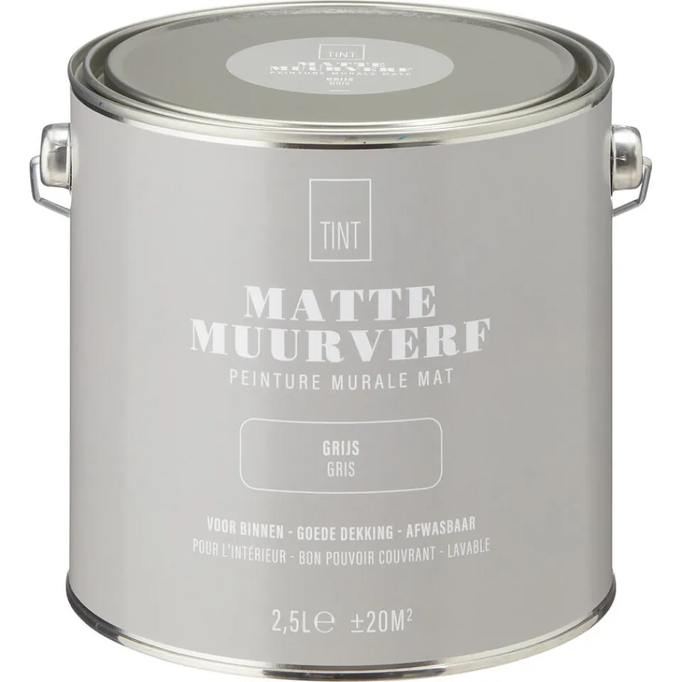 Kwantum Muurverf Mat Grijs 2.5 L