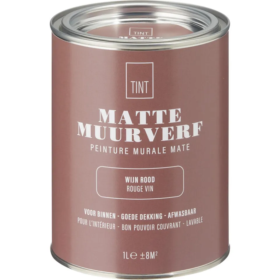 Kwantum Muurverf Mat Wijn Rood 1 L