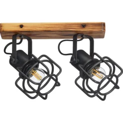 Kwantum Spot Wood 2-Lichts Zwart