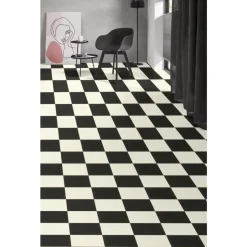 Kwantum Vinyl Benson Zwart Wit Tegellook